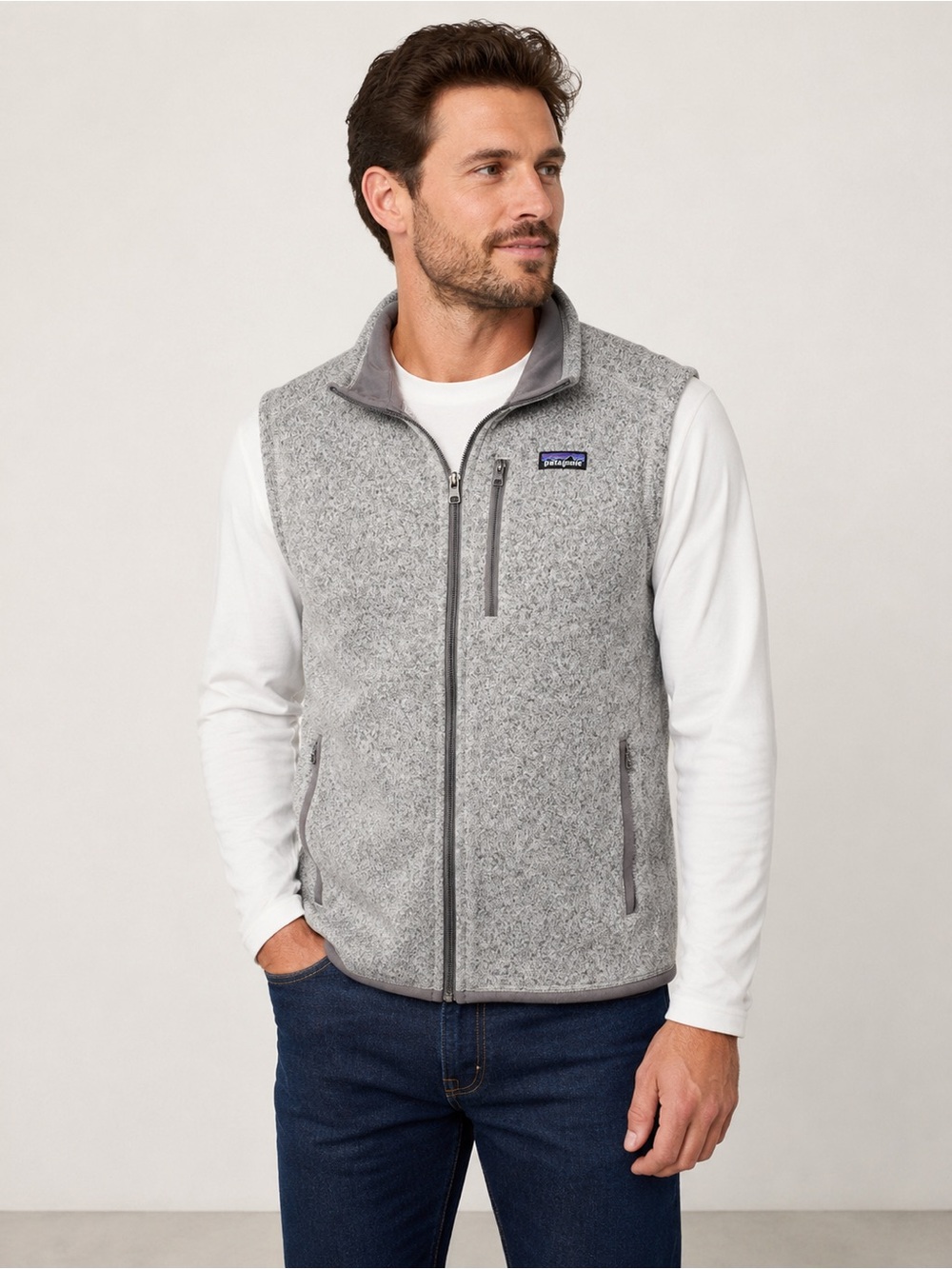 Patagonia Gray Heather Fleece Vest - Light Gray